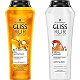 Gliss Kur Shampoo Oil Nutritive (250 ml) & Shampoo Total Repair (250 ml), Haarshampoo glättet die...