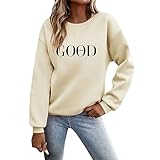 Generisch Pullover Damen Sweatshirt Briefe Drucken Langarm Rundhals Pulli Herbst Winter Frauen...