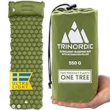 TRINORDIC 550g Ultraleichte Aufblasbare Isomatte - Mit Aufblasbarem Kissen - Camping Matratze mit...
