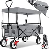 KESSER® Bollerwagen faltbar mit Dach Handwagen Transportkarre Gerätewagen inkl. 2 Netztaschen,...