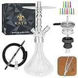 KATE® Shisha Set - Edelstahl Shisha Komplettset, Klares Acryl Closed Chamber System Mit Shisha...