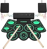 Uverbon Elektronisches Schlagzeug, tragbar, mit 9 Drum Pads, Percussion, Instrumente, integrierter...