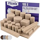 Filzada® Filzgleiter Selbstklebend Set 106 Stück (Eckig und Rund) - Beige - Profi Möbelgleiter...