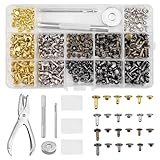 Lixiluxia 180 Paar Leder Nieten Set, 3 Größen Hohlnieten für Leder, Ledernieten, Ledernietenset,...