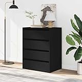 Eleganz Schwarze Kommode aus Holzwerkstoff 60x41x76 cm - Modernes Wohnzimmermöbel-Set, Stauraum...