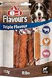 8in1 Triple Flavour Ribs Kaustangen für Hunde - Kausnacks mit extra viel Fleisch, 113g Beutel (ca....