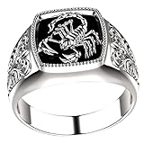 Ipetboom Herrenring Relief Weißgoldfarben Retro Metallring Stilvoll Vintage Siegelring für Männer...
