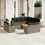 Iiaky 12-TLG. Garten-Sofagarnitur mit Kissen Garten LoungemöBel Set Lounge Sofa Outdoor...