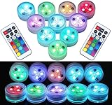 Mini Unterwasser Licht RGB Multi Mehrfarbige LED Teichbeleuchtung 10pcs Wasserdichte Teelichter mit...