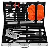 N NOBLE FAMILY 30PCS Hochwertiges Edelstahl Grill Zubehör Set - Professionelle Langlebige Grillset...