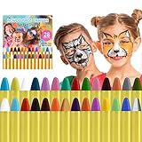 ACWOO Kinderschminke Set, 28 Farben Gesichtsfarbe Schminkstifte Bodypaint Schminkpalette für...