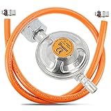 BRADAS® Gasregler Druckminderer 37 mBar - 1,5 kg/h Mit Gasschlauch 1 m Länge + 2 Schlauchschellen...