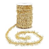 PH PandaHall 18.2m Goldene Lametta-Girlande, Weihnachtsgirlande Dünne Glitzer Lametta Metallic...