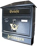 Naturholz-Schreinermeister Großer Briefkasten/Postkasten XXL Anthrazit mit Zeitungsrolle und...