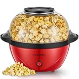 FOHERE Popcornmaschine, 3.5L Popcorn Maker für Zuhause, Elektrische Rühr Popcorn Popper mit Zucker...