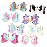 NOLITOY 16 Stück Einhorn Haarspangen Pailletten Schleifen Clips Einhorn Haarnadeln Glitzernde...