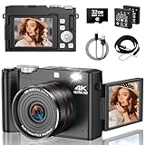 YiFuar 4K-Digitalkamera 64MP Vlogging-Kamera mit 2.8'' 180-Grad-Flip-Bildschirm, 18X-Zoom-Kamera...