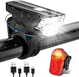 LED Fahrradlicht Set, StVZO Fahrrad Licht USB Aufladbar, Wasserdicht Fahrradbeleuchtung 35 LUX Vorne...