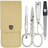 DREI SCHWERTER - 4-tlg. Nagelpflegeset 'Capri' | Hochwertiges Nageletui für Maniküre und...