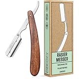 DEKOFY Premium Rasiermesser mit Holzgriff - Silber oder Schwarz - Einfache Handhabung für eine...