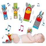 Yorgewd 4 Pack Baby Rasseln Spielzeug Handgelenk und Socken, Weiches Plüsch Entwicklungs Spielzeug...