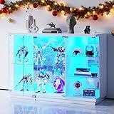 Lvifur Glasvitrine LED Beleuchtung und Glastüren,Glas Vitrinenschrank,Display Cabinet mit...