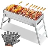 CIRULLI Tragbarer Holzkohlegrill aus Edelstahl–Kompakter,Klappbarer BBQ Grill für Camping,Garten...
