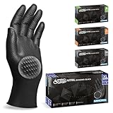 PROGRIP Einweghandschuhe Diamant Grip, Schwarz, Einmalhandschuhe Extra Stark, Nitrilhandschuhe Gr....