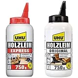 UHU Holzleim Express Flasche, Universeller und besonders schnell trocknender Weißleim - für alle...