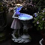 HIAME Gartendeko Figuren für Außen Groß Solarleuchte, Blumenfee Garten Deko Blume Fee Solar Licht...