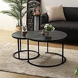 BIGTREE Couchtisch Rund, Satztisch 2er Set, Wohnzimmertisch Modern, Größe: 70x70x45cm, 50...