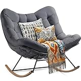 YITAHOME Übergroßer Schaukelstuhl, breite Schaukelliege mit extra dickem Sitzkissen, bequemer...