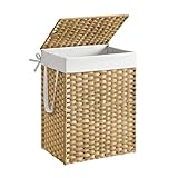 SONGMICS Wäschekorb, Wäschesammler 90 L, Wäschebox aus synthetischem Rattan, mit Deckel und...