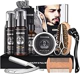 Comozon 12-in-1 Bartpflege Set mit Bart Roller, Beard Growth Kit mit Bartshampoo Bartöl Bartbalsam...