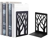 Buchstützen Metall-Schwarz Buchhalter Regal, Bookend Holder mit rutschfeste Bücherstopper für...