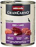 GranCarno Hunde Nassfutter Senior mit Rind + Lamm (6 x 800g), Hundefutter nass ohne Getreide und...