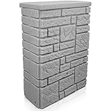 YourCasa Regentonne 300 Liter [StoneRain] mit Metallgewinde und Deckel in Steinoptik - Regenfass...