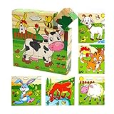 Würfelpuzzle, Wooden Cube Puzzle, Kinder Holzpuzzle ab 3 4 Jahre, Lernspielzeug Holzspielzeug 6 in...