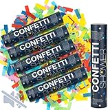 ILP 6 x Konfettiwerfer ohne Knall - Bunter Partyspaß mit Konfetti Kanone und Luftschlangen - Party...
