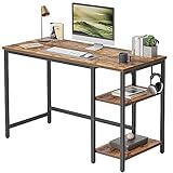 CubiCubi Schreibtisch mit Regalen, Computertisch mit Ablagen & PC-Tisch für Homeoffice, Büro &...