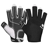 FitsT4 Kajak-Handschuhe 3/4-Finger gepolsterte Handfläche – Mesh-Rücken für Komfort – Perfekt...