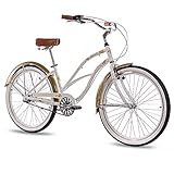 CHRISSON 26 Zoll Beachcruiser Sandy Weiss Gold mit 3 Gang Shimano Nexus Nabenschaltung, Damenfahrrad...