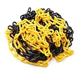 alwaiiz Absperrkette Schwarz Gelb Kunststoff 10m x 8mm, Leicht und Praktisch Absperrkette Warnkette...