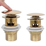 Ablaufgarnitur mit Überlauf aus Zink und Messing für Bad und Küche - Goldene Armatur 6,4x6,4x9,1...