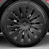 KAVANIC 4 Stück Radkappen Passend für Tesla Model Y 19-Zoll-Radkappe, Mattschwarz, Unterstützt...