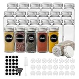 Withosent Gewürzgläser Eckig 24er Set, 120ml Gewürzdosen Glas Gewürzstreuer mit Schraubkappe,...