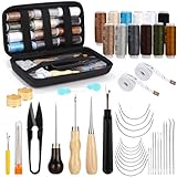 58 PCS Leder Nähset Professionell Leder Werkzeug Ledernähset mit Nähnadeln Polsterreparaturset...