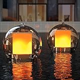 Solar Schwimmende Flamme Pool Beleuchtung, Flammenlicht Pool Zubehör Teichbeleuchtung, Solar...