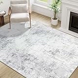 Homcomodar Teppich Wohnzimmer Grau 120x170cm Kurzflor Teppich Schlafzimmer Waschbare...