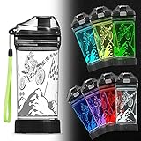 Motorrad Wasserflasche Ammonite Kinder Trinkflasche mit 3D leuchtendem Dirt Bike LED Licht 400ml...